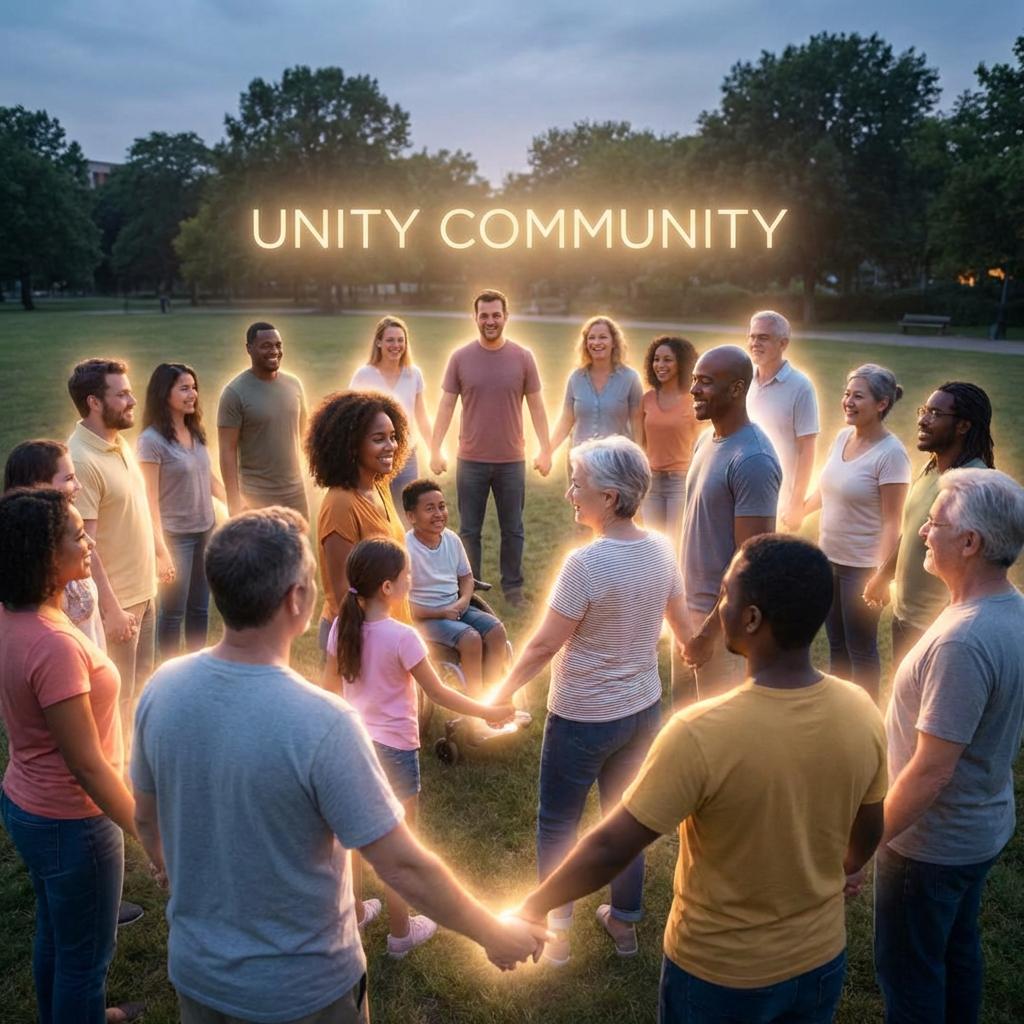Unity Community diverse people glowing circle